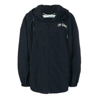 Abrigo con capucha tipo cortavientos Impressionism para hombre, negro