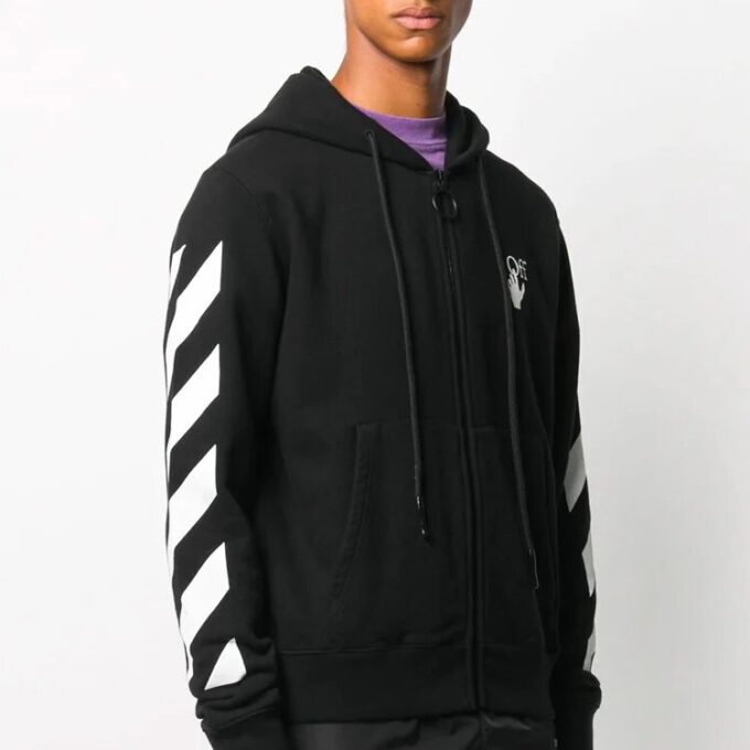 Abrigo con capucha y flechas para hombre, negro