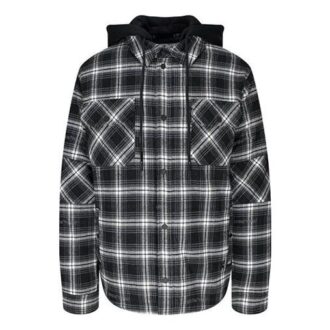 Abrigo de manga larga con capucha a cuadros FW20 para hombre, negro