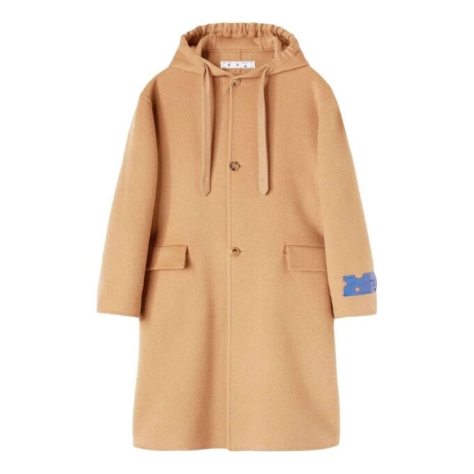 Abrigo midi con capucha de cachemira «Khaki»
