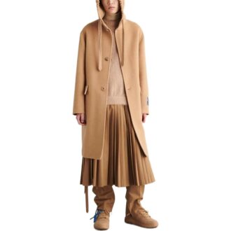 Abrigo midi con capucha de cachemira «Khaki»