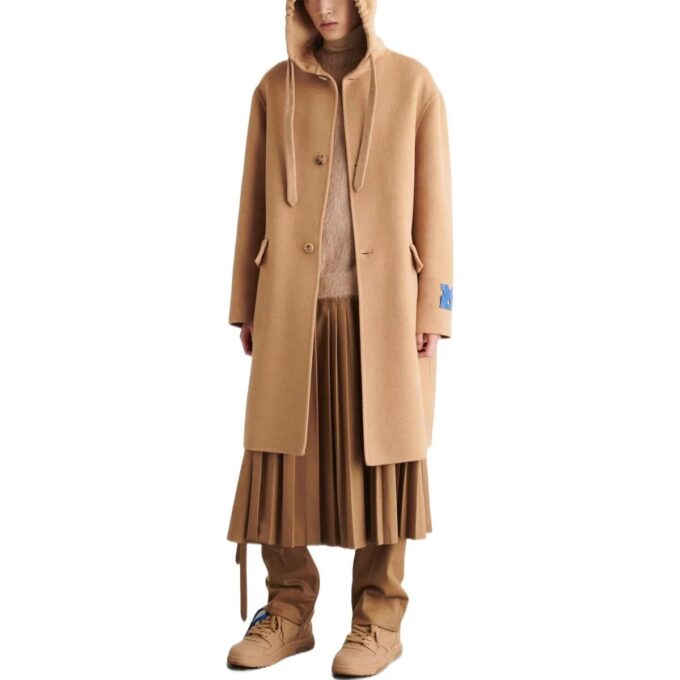 Abrigo midi con capucha de cachemira «Khaki»