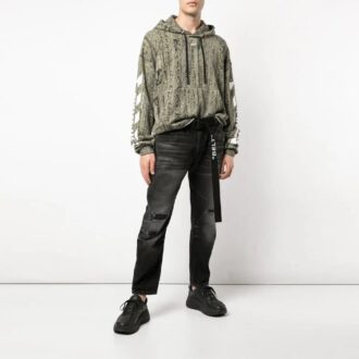 Algodón con estampado de logotipo de camuflaje con flechas diagonales