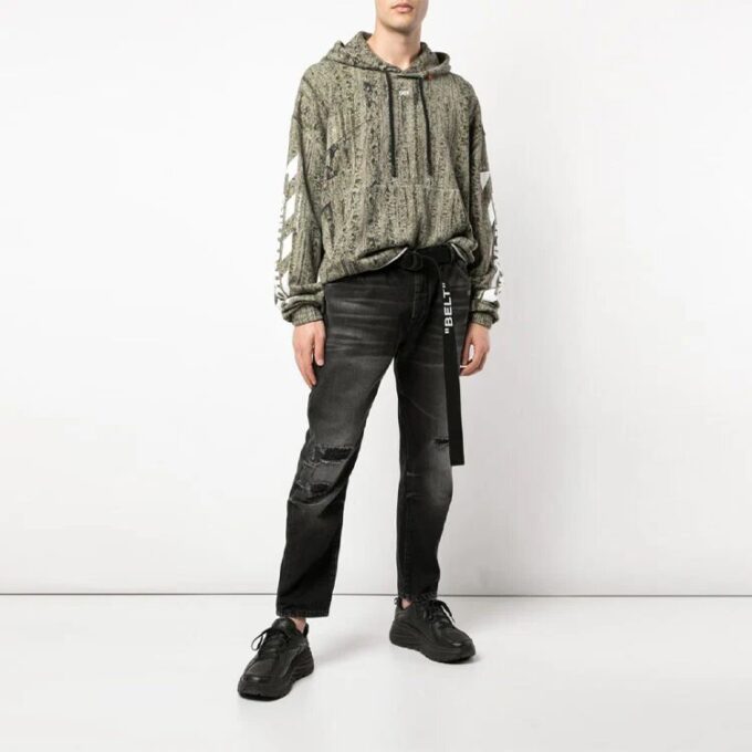 Algodón con estampado de logotipo de camuflaje con flechas diagonales