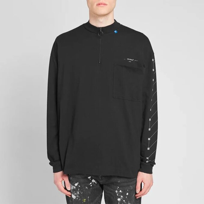 Algodón, cuello alto, manga larga, negro