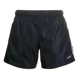 Bañador deportivo con apliques de logotipo para hombre, negro