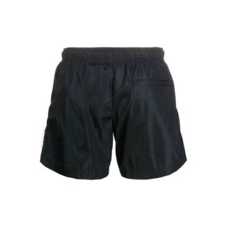 Bañador deportivo con apliques de logotipo para hombre, negro