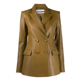 Blazer Off-White de doble botonadura con etiquetas en pico
