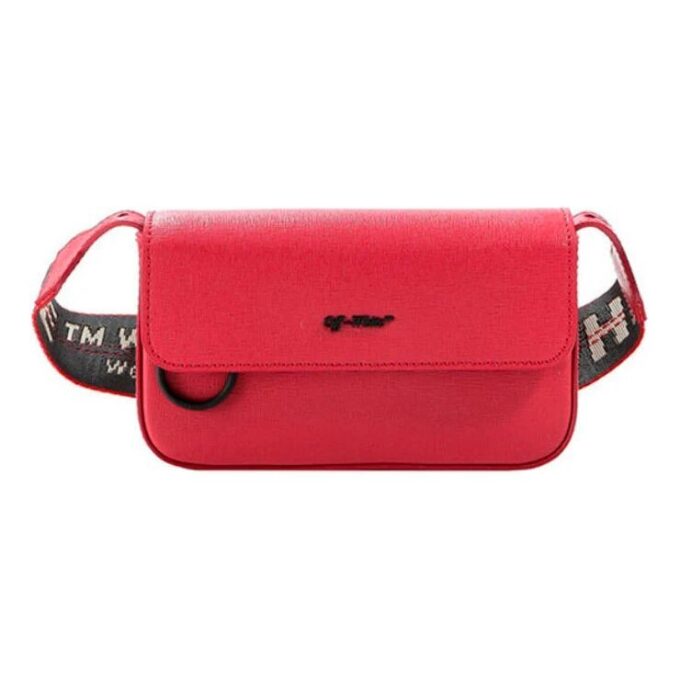 Bolso bandolera de cuero rojo con logotipo