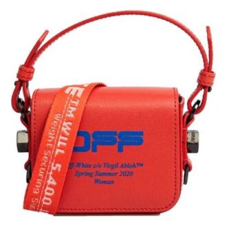 Bolso bandolera de estilo industrial para cámara de Off-White, serie 20 Logo Printing, de cuero, naranja