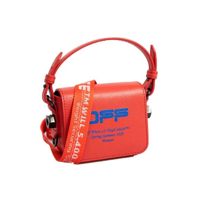 Bolso bandolera de estilo industrial para cámara de Off-White, serie 20 Logo Printing, de cuero, naranja