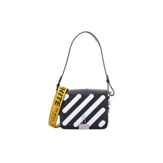 Bolso bandolera de piel de vaca a rayas en blanco roto y negro «Black White»