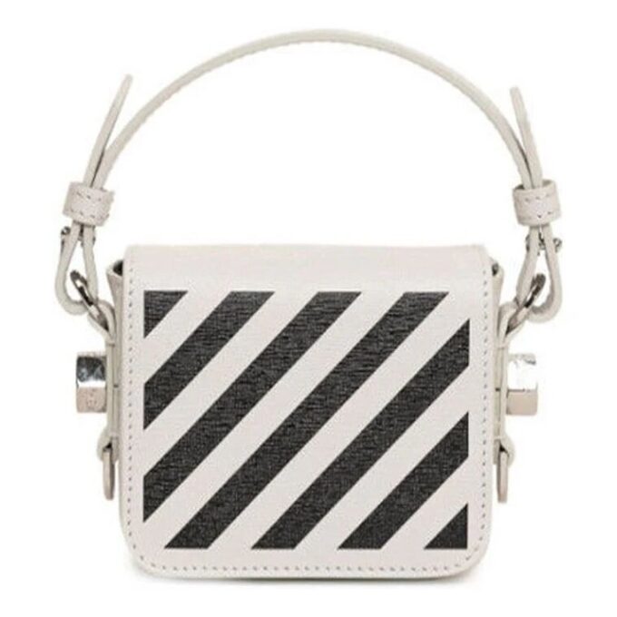 Bolso bandolera mini a rayas blanco