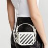Bolso bandolera mini a rayas blanco