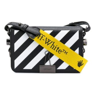 Bolso bandolera Off-White con Binder Clip y rayas, negro