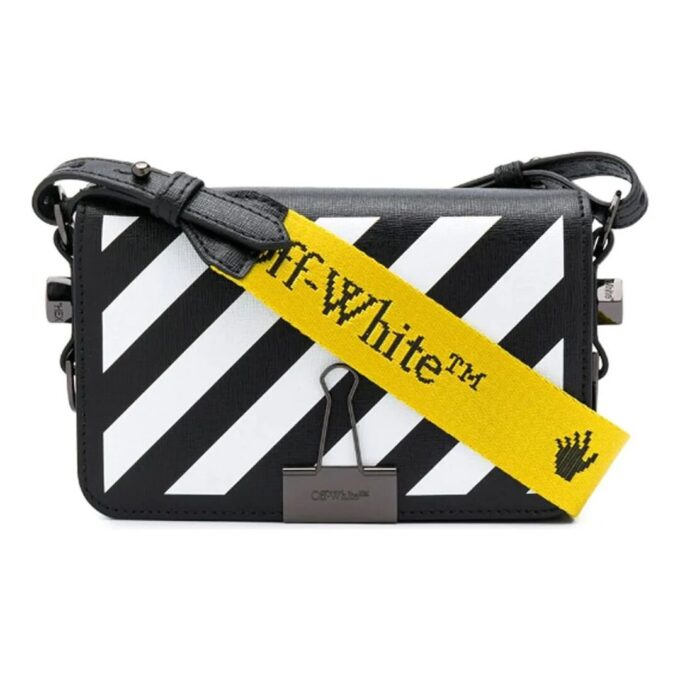 Bolso bandolera Off-White con Binder Clip y rayas, negro