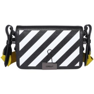 Bolso bandolera Off-White con Binder Clip y rayas, negro