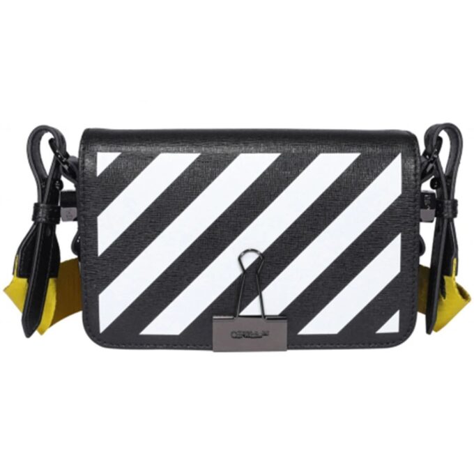 Bolso bandolera Off-White con Binder Clip y rayas, negro