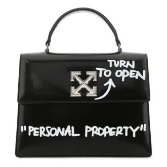 Bolso bandolera Off-White Jitney 1.4 con estampado de flechas y grafitis, negro