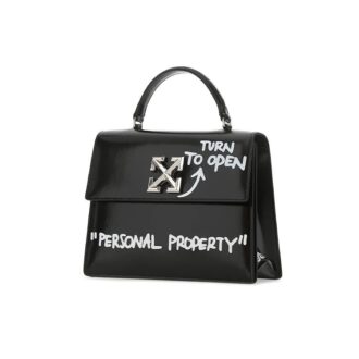 Bolso bandolera Off-White Jitney 1.4 con estampado de flechas y grafitis, negro