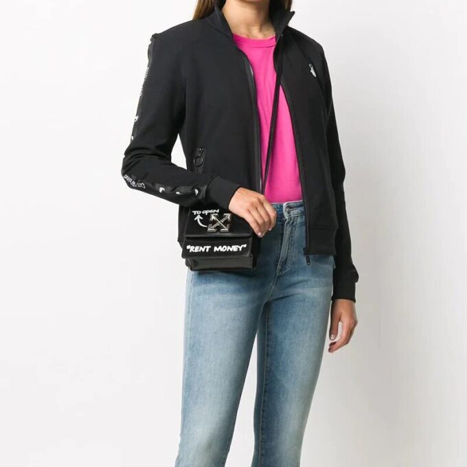 Bolso bandolera pequeño negro metalizado con estampado Cortex LOGO de la serie 20 Jitney0.7