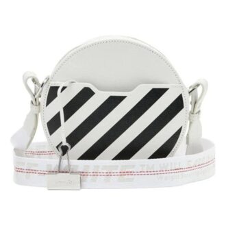 Bolso de hombro circular blanco con estampado de rayas Off-White c/o Virgil Abloh