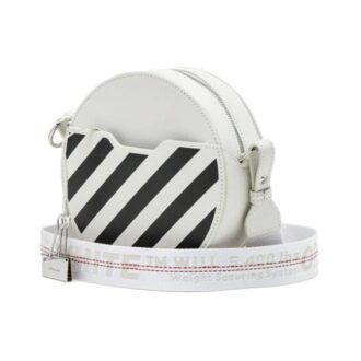 Bolso de hombro circular blanco con estampado de rayas Off-White c/o Virgil Abloh