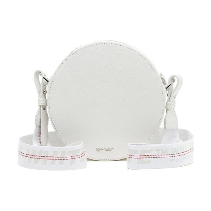 Bolso de hombro circular blanco con estampado de rayas Off-White c/o Virgil Abloh
