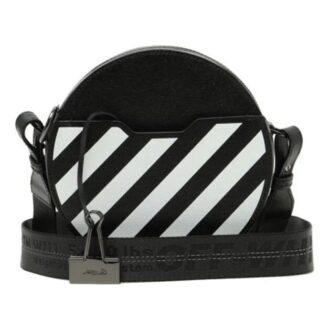 Bolso de hombro circular negro con estampado de rayas Off-White c/o Virgil Abloh