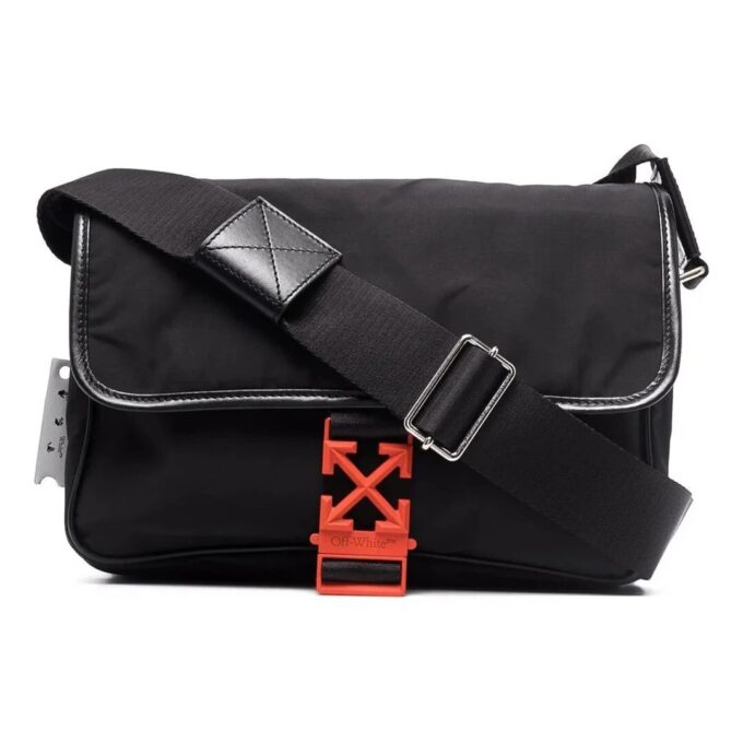 Bolso de hombro con hebilla para hombre Off-White, bolso tipo mensajero, negro