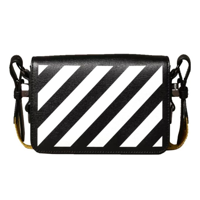 Bolso de hombro con microetiqueta y rayas de desaceleración en blanco roto, negro