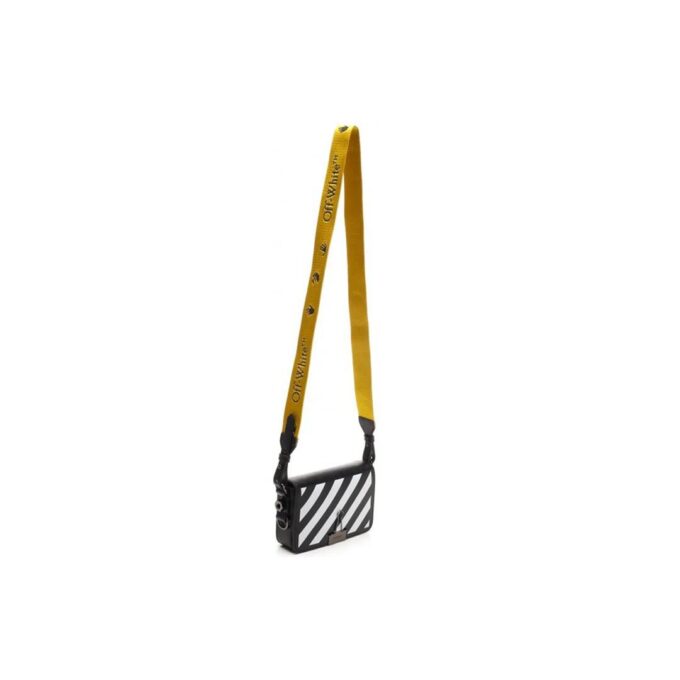 Bolso de hombro con microetiqueta y rayas de desaceleración en blanco roto, negro