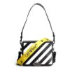 Bolso de hombro de cuero Off-White con microetiquetas y letras en negro