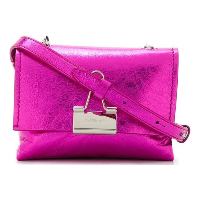 Bolso de Hombro Off-White Binder Clip rosa metalizado