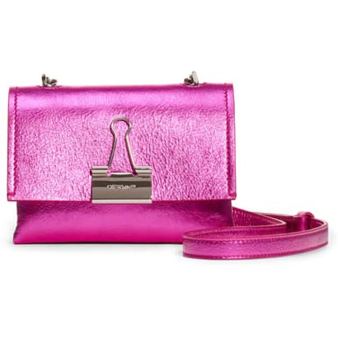Bolso de Hombro Off-White Binder Clip rosa metalizado