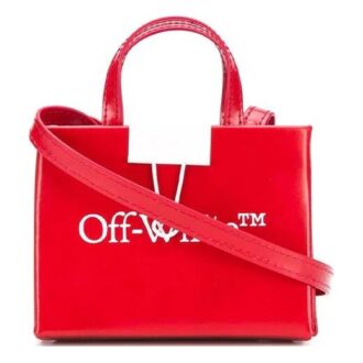 Bolso de hombro Off-White con aplique del logotipo Baby Box, rojo
