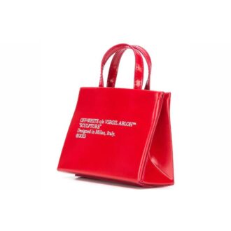 Bolso de hombro Off-White con aplique del logotipo Baby Box, rojo