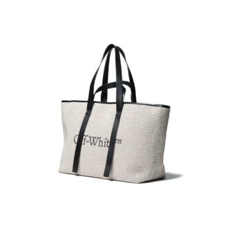 Bolso de hombro Off-White con estampado del logotipo, color beige