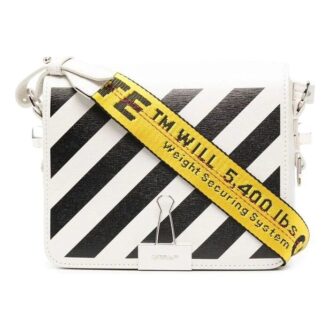 Bolso de hombro Off-White con placa con el logotipo en diagonal «Blanco Negro»