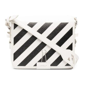 Bolso de hombro Off-White con placa con el logotipo en diagonal «Blanco Negro»