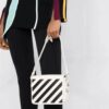 Bolso de hombro Off-White con placa con el logotipo en diagonal «Blanco Negro»