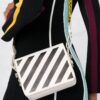 Bolso de hombro Off-White con placa con el logotipo en diagonal «Blanco Negro»