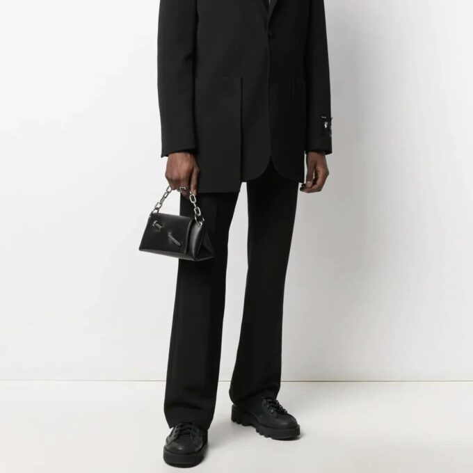 Bolso de hombro Off-White para hombre, negro con tachuelas