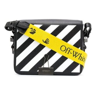 Bolso de Hombro Off-White Stripe Binder Clip Negro / Blanco / Amarillo
