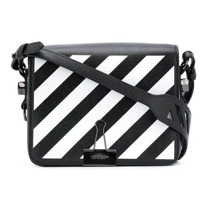 Bolso de Hombro Off-White Stripe Binder Clip Negro / Blanco / Amarillo