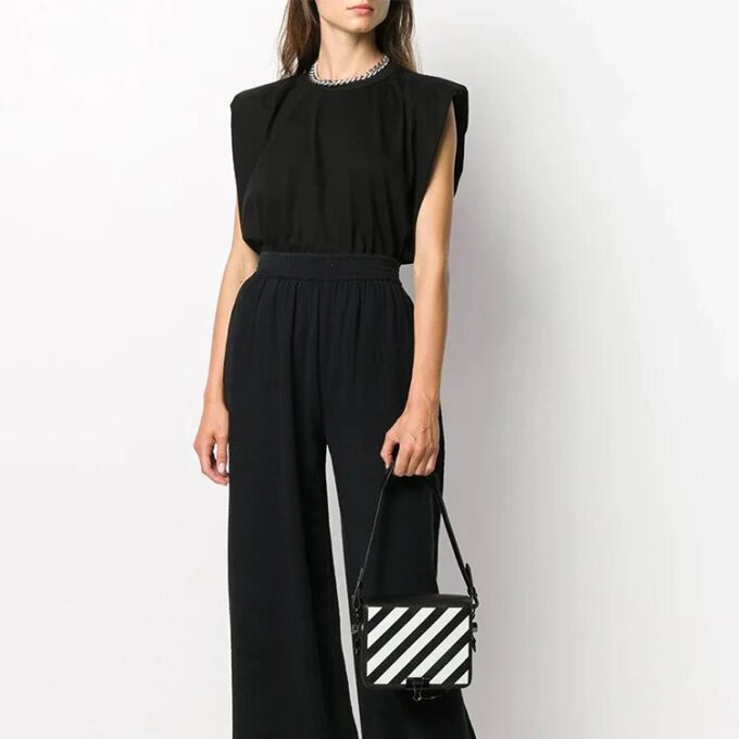 Bolso de Hombro Off-White Stripe Binder Clip Negro / Blanco / Amarillo