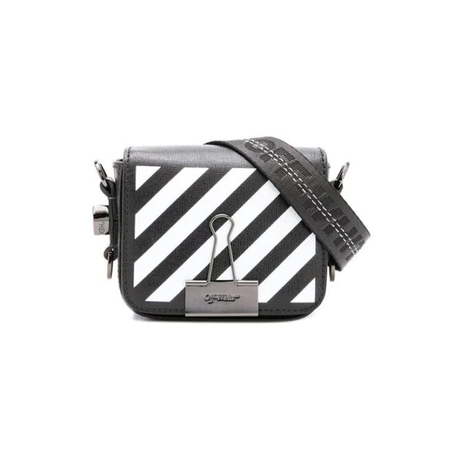 Bolso de hombro Off-White Stripe Mini Negro/Blanco
