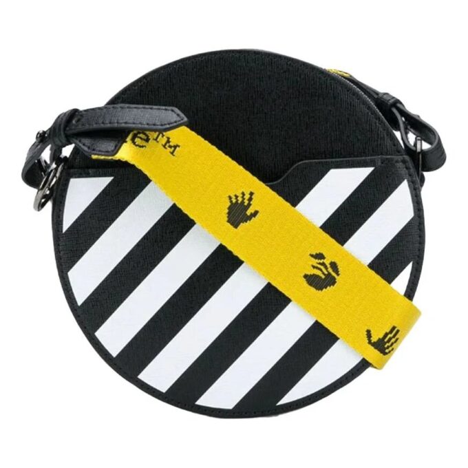 Bolso de hombro redondo Off-White Diag, negro