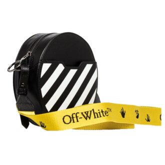 Bolso de hombro redondo Off-White Diag, negro
