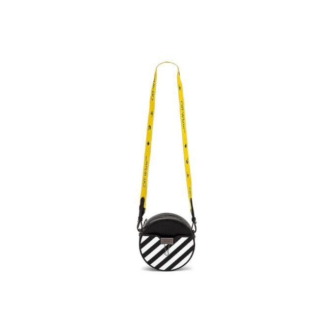 Bolso de hombro redondo Off-White Diag, negro